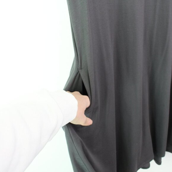 Eileen Fisher Stretch Jersey Knit Jewel Neck Dress Grey Size SP - Picture 3 of 7